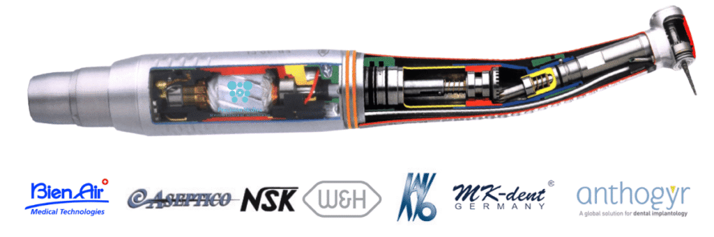 Micromotor y contra-angulo vista interna